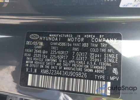 2019 Hyundai Tucson Se from USA, damaged, VIN KM8J23A41KU909826